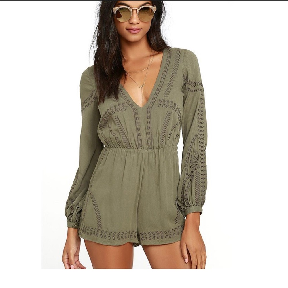 Green Long Sleeve Romper